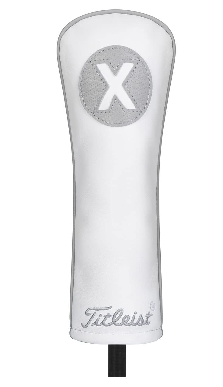 Titleist Frost Out Leather Headcover, Hybrid, White/Grey