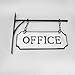 Silvercloud Trading Co. Rustic Hanging Double-Sided Office Embossed Black on White Enamel Metal Sign with Bracket - Business Wall Decor - Room Label - Wayfinding