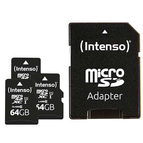 Intenso Premium microSDXC 3X 64GB Class 10 UHS-I Speicherkarte inkl. SD-Adapter, schwarz: Amazon.de: Computer & Zubehör