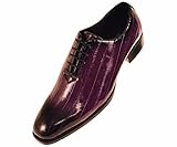 Bolano Mens Exotic Faux Eel Print Oxford Dress Shoe in Purple and Black: Style Brayden Purple-049