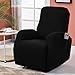 RHF 4 Separate Piece Stretch Recliner Slipcovers, Recliner Chair Cover, Recliner Cover Furniture Protector Elastic Bottom, Recliner Slipcover with Side Pocket (Black-Recliner)