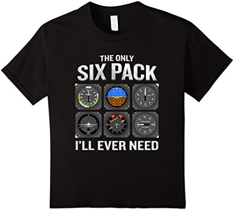 unisex-child Only Six Pack I'll Need T-Shirt Funny Pilot Quote Cockpit 4 Black