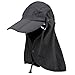 Cido Capllov Unisex Outdoor Sport 360 Degree Quick-drying UV50+ Protection Cap with Removable Sun Shield and Mask Perfect for Fishing Hiking Garden (Dark grey)