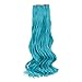 QUEENTAS 20Inch 8 Pcs Wavy Curly Full Head Party Highlights Clip on in Hair Extensions Colored Synthetic Hairpieces Baby Blue