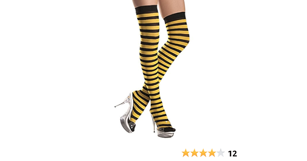 Women's Yellow and Black Striped Thigh 