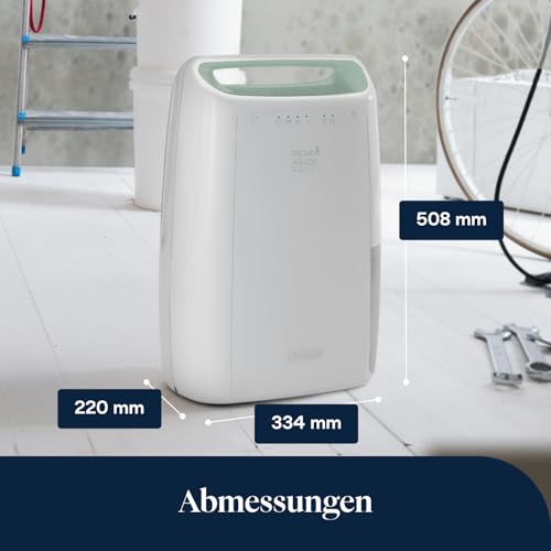 De’Longhi Tasciugo AriaDry - Tragbarer Luftentfeuchter mit 3-Fach-Filtersystem, 12L/Tag Feuchtigkeitsentzug, Wäschetrockner, Anti-Schimmel, Geringe Geräuschentwicklung, Weiß (DEX212SF) 10
