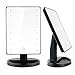 RightOn Lighted Makeup Mirror with LED Lights -Touchscreen Sensor With DIMMABLE Lights - Excellent Table Top Cosmetic Mirror For Bathroom Vanity Perfect for Travel (Black-Touch Screen)
