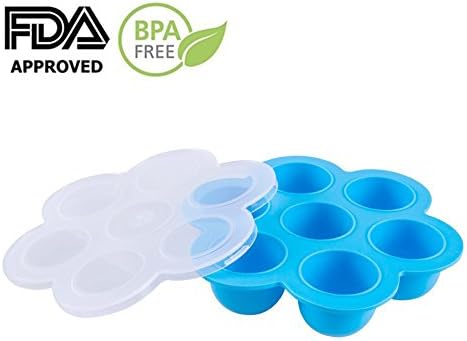 Lakatay Silicone Egg Bites Molds With Lid For Instant Pot Accessories 5 6 8 qt Pressure Cooker Reusable Storage Container-Blue