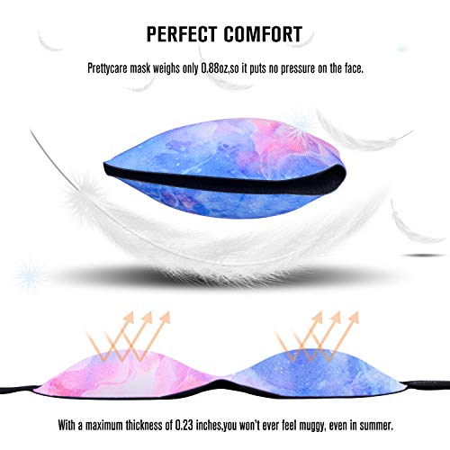 PrettyCare 3D Sleep Mask Aurora Purple and Blue Eye Mask for Sleeping - Contoured Face Mask Silk - Blindfold with Ear Plugs,Travel Pouch - Best Night Eyeshade for Men Women Kids