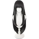Soyusunny Long Straight Cosplay Wig Costume Halloween Wigs for Women (Dark)