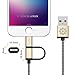 iPhone 5 Charger, 3.3 Ft F-color 2-in-1 Apple MFI Lightning Cable Braided for iPhone 6S 6 Plus 5 5S 5C SE, iPad Pro, iPad Mini 4, iPad Air 2, Micro USB Cable for Sumsung, HTC, Motorola, Nokia, Gold