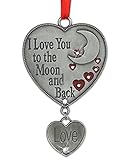 BANBERRY DESIGNS I Love You to The Moon and Back - Heart Ornament with Love Charm - Hanging Love Heart for Her