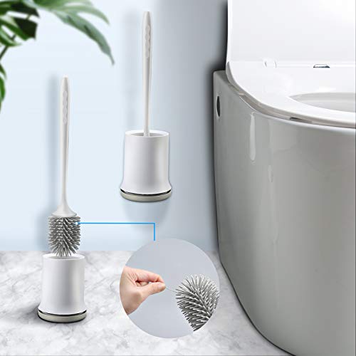 aifulo Toilettenbürste,WC-Bürsteund Behälter,Handgriff ist abnehmbar und schnell trocknendem Haltersatz,Wandmontage & Stehen für Badezimmer Toilette und Gäste-WC (Grau)