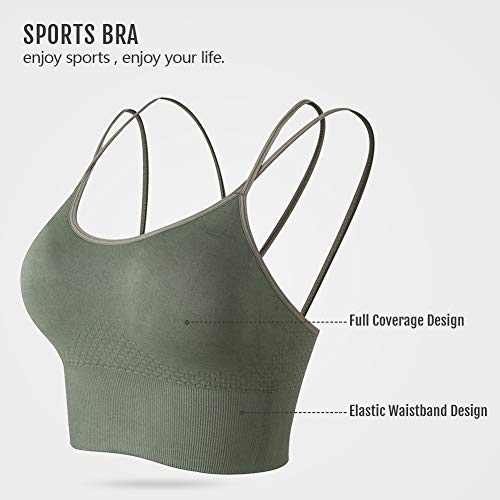 GYMONLY Longline Sports Bra, Seamless Strappy Padded Sports Bras for