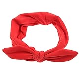 Pop Your Dream Vintage Adults Elastic Headband Cute Bunny Ears Bow Stylish Hairband Twisted Hair Decor Accessory Red