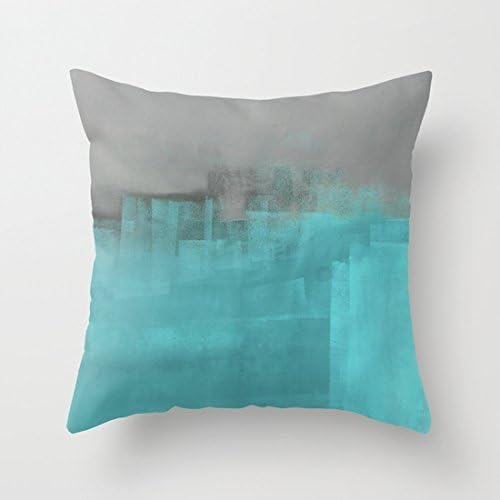 LCArtStore Misty Blue and Grey 18 x 18 Inches Decorative Polyester Pillow Case Throw Pillow Cover