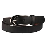 Women's Leather Embossed Belt With Metal Buckle