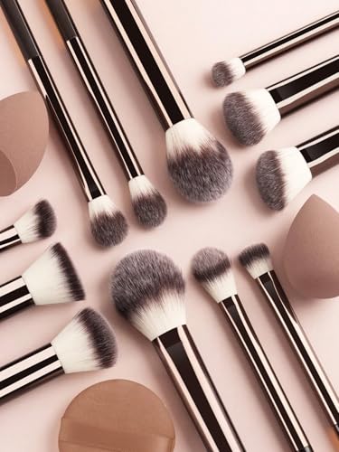 Set de brochas de maquillaje mini para principiantes, set de brochas de maquillaje profesionales, un set para maquillar todo el rostro. (Coffee color)