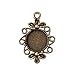 Beadthoven 10pcs Vintage Tibetan Style Alloy Flower Pendant Cabochon Bezel Settings, Nickel Free, Antique Bronze, Flat Round Tray: 12mm; 30x21x3mm, Hole: 2mm