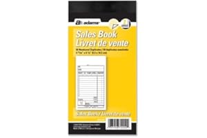 Adams Sales Book, 2-Part Carbonless, 3-11/32" x 6", Bilingual, 50 Numbered Sets, White & Canary Copies, for Receipts & Small 