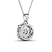 18K White Gold Swarovski Elements Necklace with Center Round Stone and Pave Surround