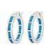 Beaux Bijoux Sterling Silver 925 Created Blue Opal Best Friend Wedding Engagement Inside-Outside Hoop Studs Earrings