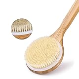 VASLON Bath Body Brush Boar Bristles Exfoliating Body Massager with Long Wooden Handle Back Brush Shower Brush VASLON