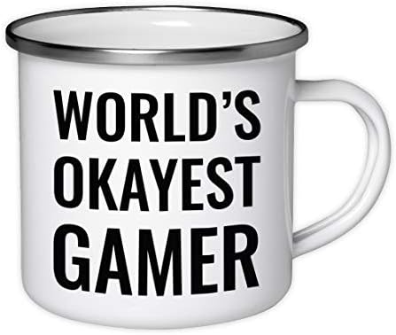 10oz Enamel Mug, World's Okayest Engineer, Enamel Metal Camping Camp Cup Christmas Birthday Present Ideas