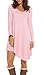 POSESHE Women's Long Sleeve Casual Loose T-Shirt Dress (S, Pink)