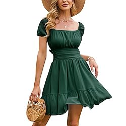 EXLURA Women's 2024 Summer Short Puff Sleeve Casual