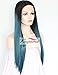 K'ryssma Ombre Black to Blue Long Straight Synthetic Lace Front Wig for Cosplay