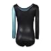 Ukyzddio Girls Long Sleeve Shiny Waves Metallic Athletic Dance Gymnastics Leotard Outfit Blue Waves Black Size 10