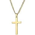 RIVETING JEWELRY 18K Gold Chain Style Cross Pendant Necklace Solid Clasp for Men,Women,Thin for Charms Miami Cuban Link Diamond Cut