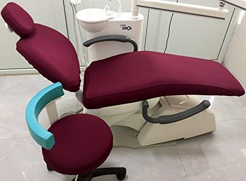 Dental Unit Cloth Chair Cover Sleeves Protector Dentist Headrest Washable Burgundy 1 Set