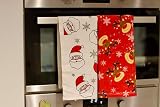 Lex's Linens Christmas Cotton Tea Towel Kitchen Towel 2 Pack Santa Rudolph view 8