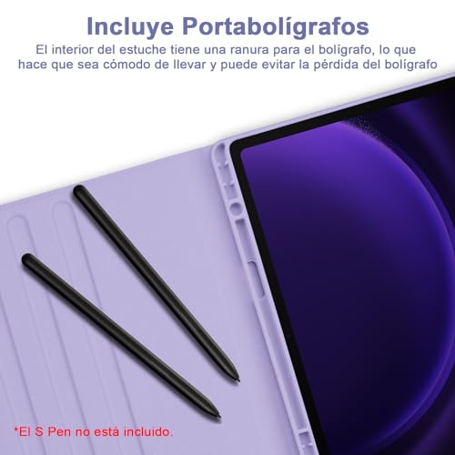 Bettdow Case with Keyboard for Samsung Galaxy Tab S10 Lite/S10 FE 10.9 Inch 2025, Detachable Spanish Ñ Keyboard with Case for Galaxy Tab S10 FE/Tab S9 FE 10.9 Inch/Tab S9 11 Inch, Purple
