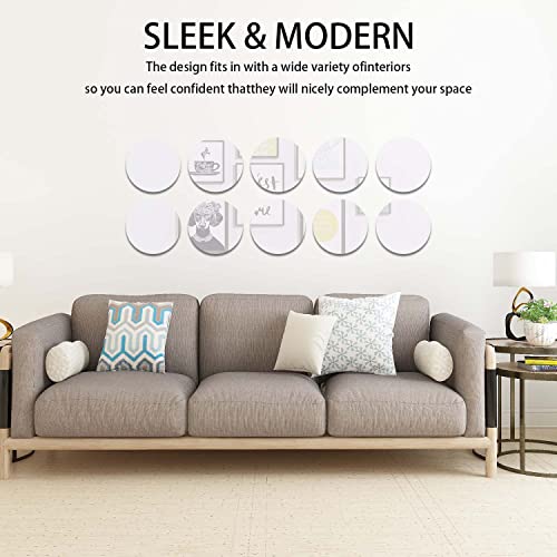 DARENYI 10 Pcs Round Mirror 15cm Mirror Tiles Self Adhesive Mirror Acrylic Small Mirror Wall Mirror Stick on Mirror for Home Living Room Bedroom Decor