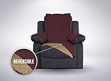 The Original SOFA SHIELD Reversible Furniture Protector, Features Elastic Strap (Recliner: Burgundy/Tan)