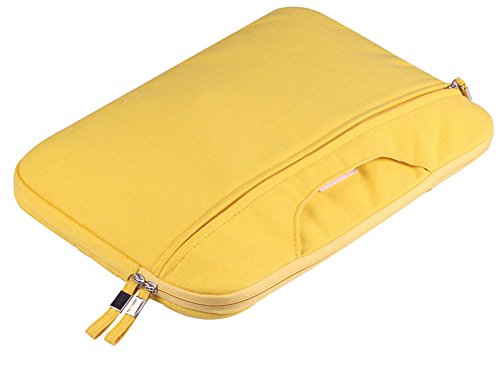 Ecokaki Canvas Handbag Liner Package Computer Laptop Sleeve Case Tablet Cover Bag for Mac Book Yellow