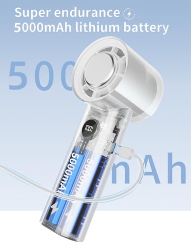 KALAMAN Handheld Portable Fan with Ice Cooler, 5000mAh Rechargeable Personal Fan,[15H Cooling Time] Mini Y Powerful [12000+ RPM] Small Pocket Fans for Travel/Outdoor/Office Quiet Neck Fan (White)