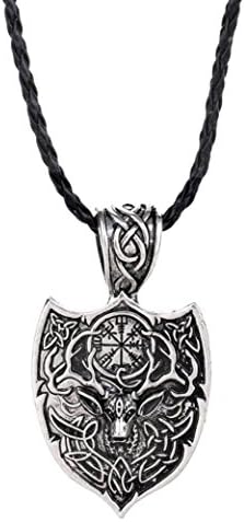 Molyveva Men Viking Norse Thor Pendant Necklace Amulet Helm Leather Cord Necklace Rope Chain Scandinavian