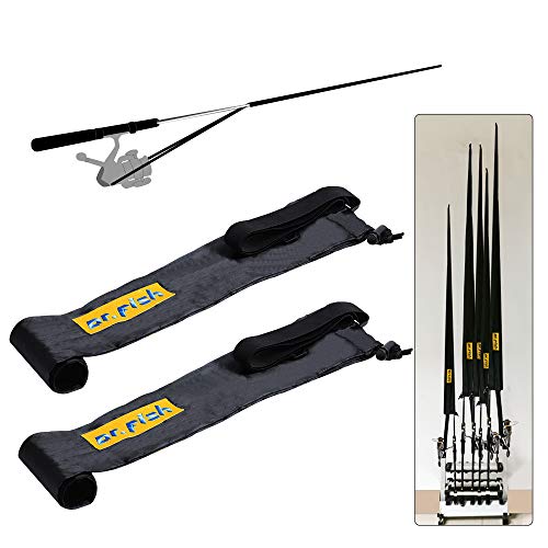 Dr.Fish Fishing Rod Socks Tangle-Free Lightweight Nylon Adjustable Elastic Strap Spinning Baitcasting 2pcs/6pcs Sleeve Cover Protector Fishing Pole Storage Tube