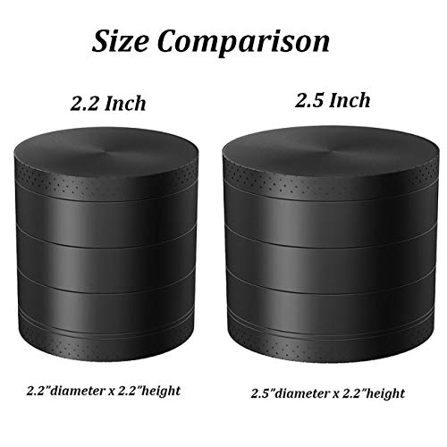 SmallDot [Large 5 Pieces, 2.5"] Spice Herb Grinder with Pollen Catcher & Bonus Brush, Two Filtration Mesh Screens - Thumbnail 5