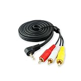 HTTX 3.5mm Male Audio Stereo Jack to 3 RCA Female AV Camcorder Adapter Connector Extension Cable 90 Degree Angled 4 Pole 5-Feet