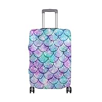 FOLPPLY Colorful Watercolor Mermaid Scale Luggage Cover Baggage Suitcase Travel Protector Fit for 18-32 Inch