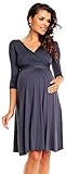Zeta Ville Women's Maternity Dress Summer Cocktail Skater Baby Shower Dress 282c (Blue Grey, Size 8)