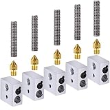 Wangdd22 15pc/Set 1.75mm Teflon Throat Tube+0.4mm Extruder Nozzle Print Heads+Heater Blocks Hotend for MK8 Makerbot ANET A8 3D Printer