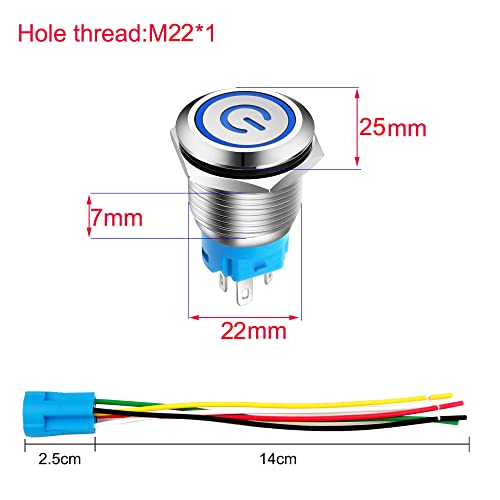 Push Button Switch 12v 12v Switch BTOER 22mm Latching DC On Off ...