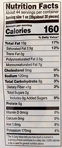 AMAZON BRAND – HAPPY BELLY FANCY WHOLE CASHEWS, ROASTED AND SEA SALTED, 44 OUNCE (PACK OF 1)