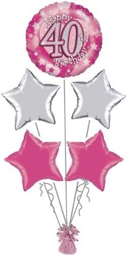 40th BIRTHDAY PINK &amp; SILVER FOIL HELIUM BALLOON DISPLAY IDEAL FOR PARTY by Display